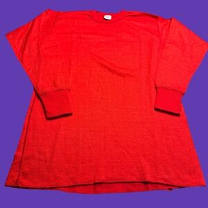 Healthknit Thermal Shirt Large Red 2 Layer Wool Blend Made USA Vintage